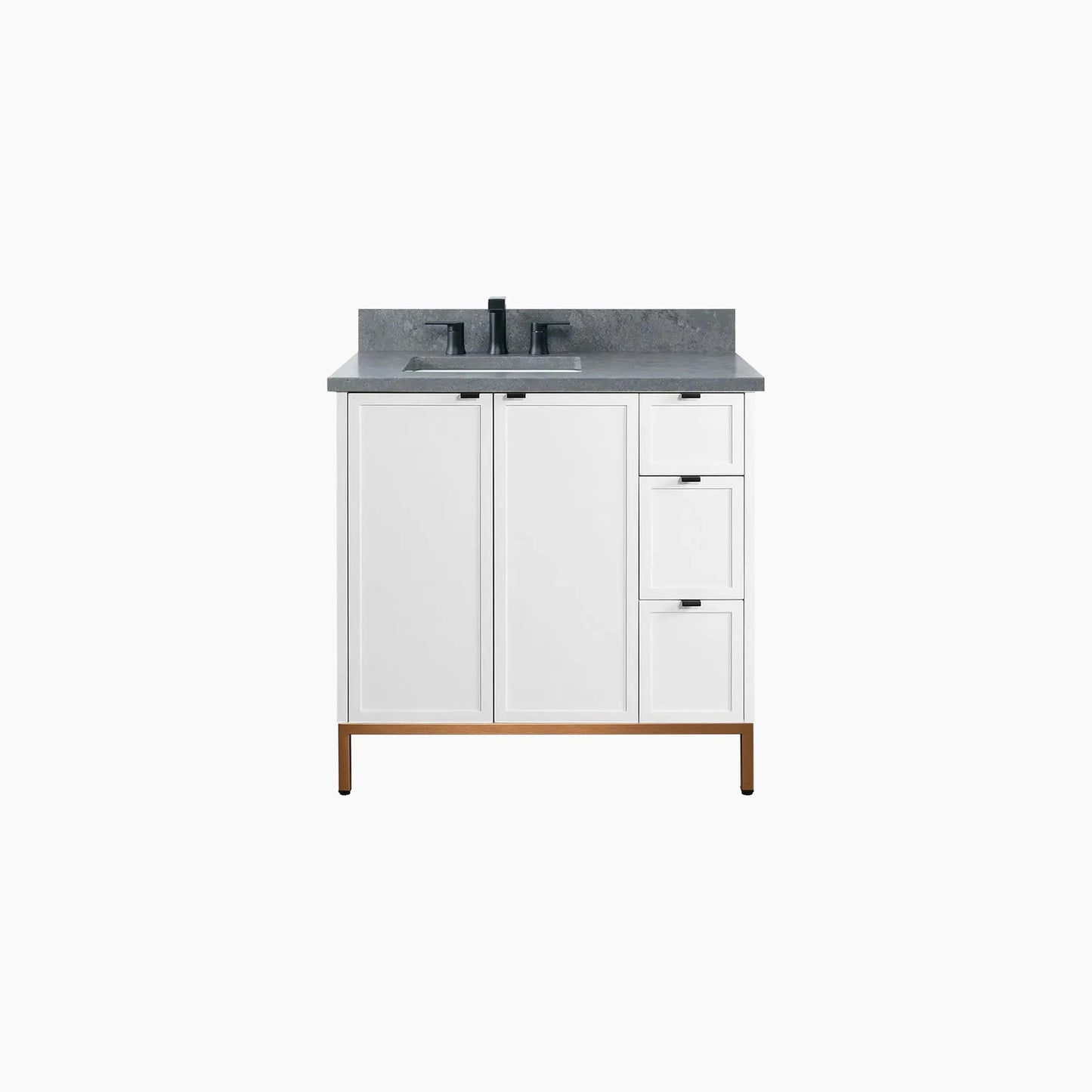 Cape Breton 36" Satin White Bathroom Vanity, Left Sink