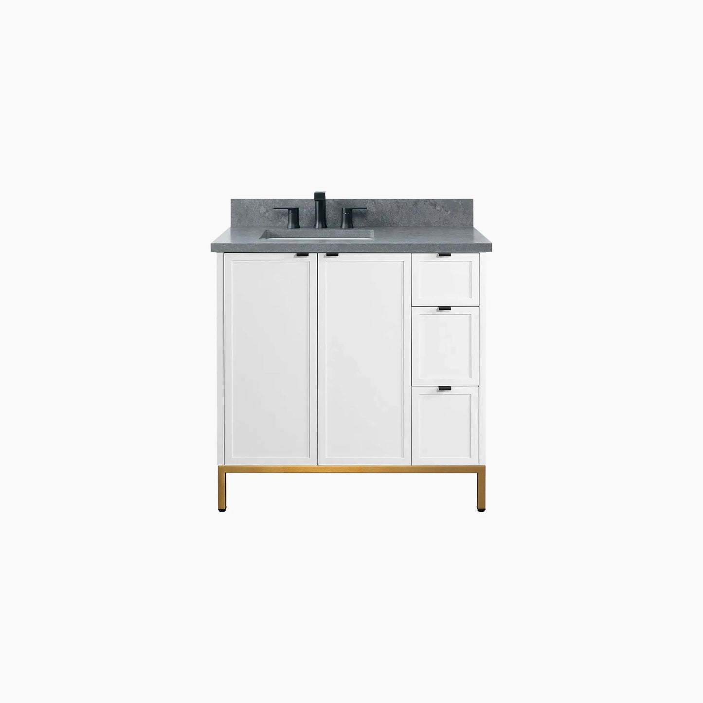 Cape Breton 36" Satin White Bathroom Vanity, Left Sink