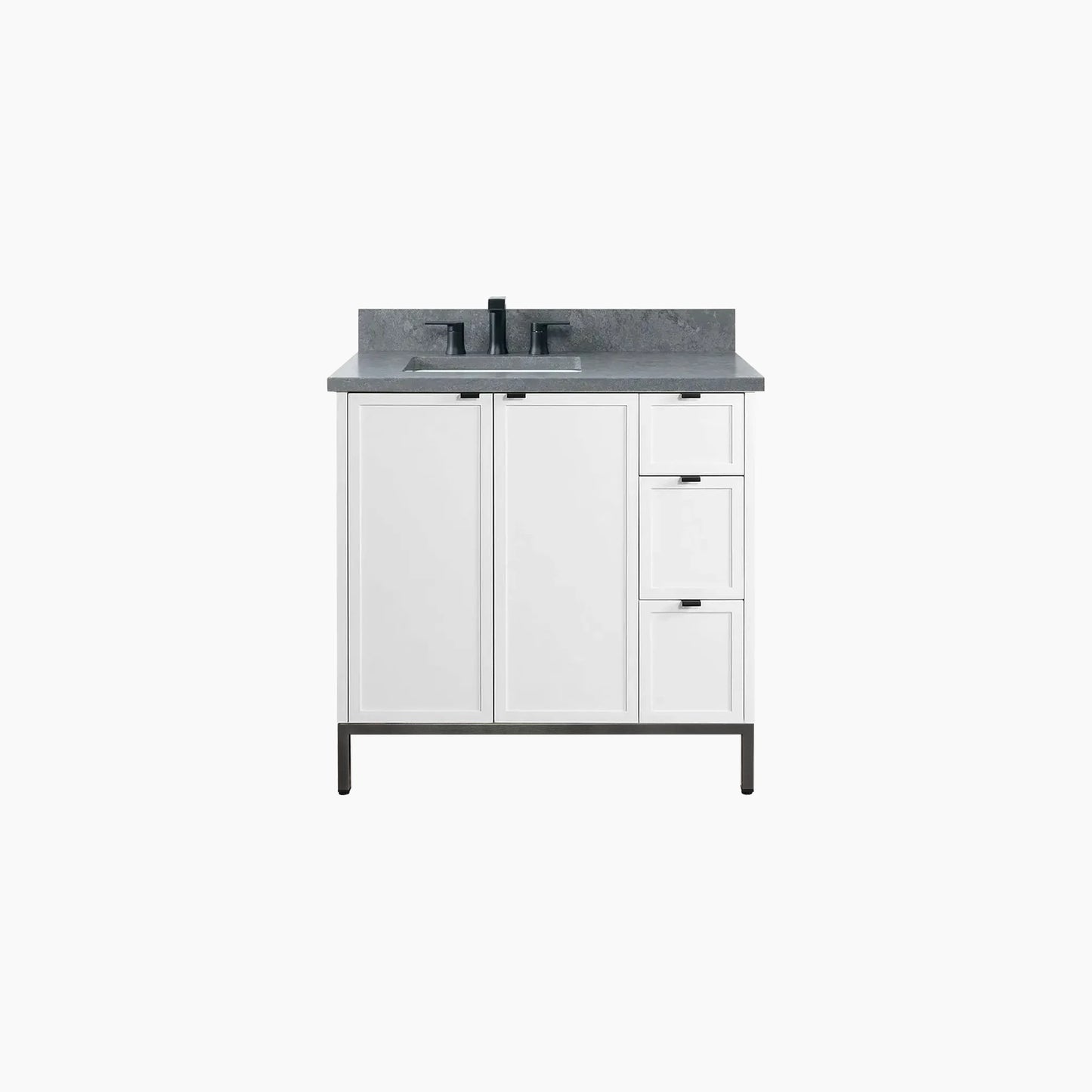 Cape Breton 36" Satin White Bathroom Vanity, Left Sink