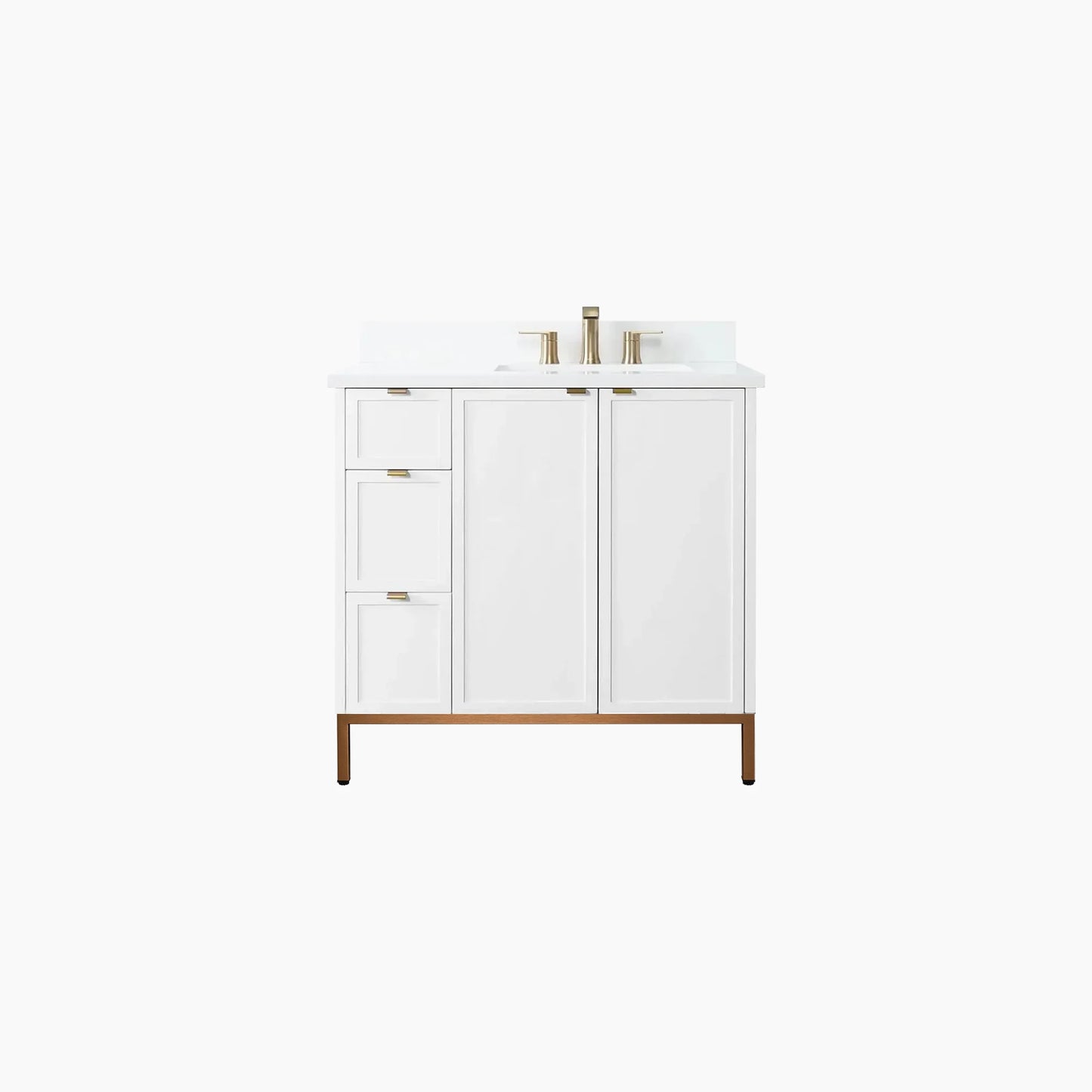 Cape Breton 36" Satin White Bathroom Vanity, Right Sink