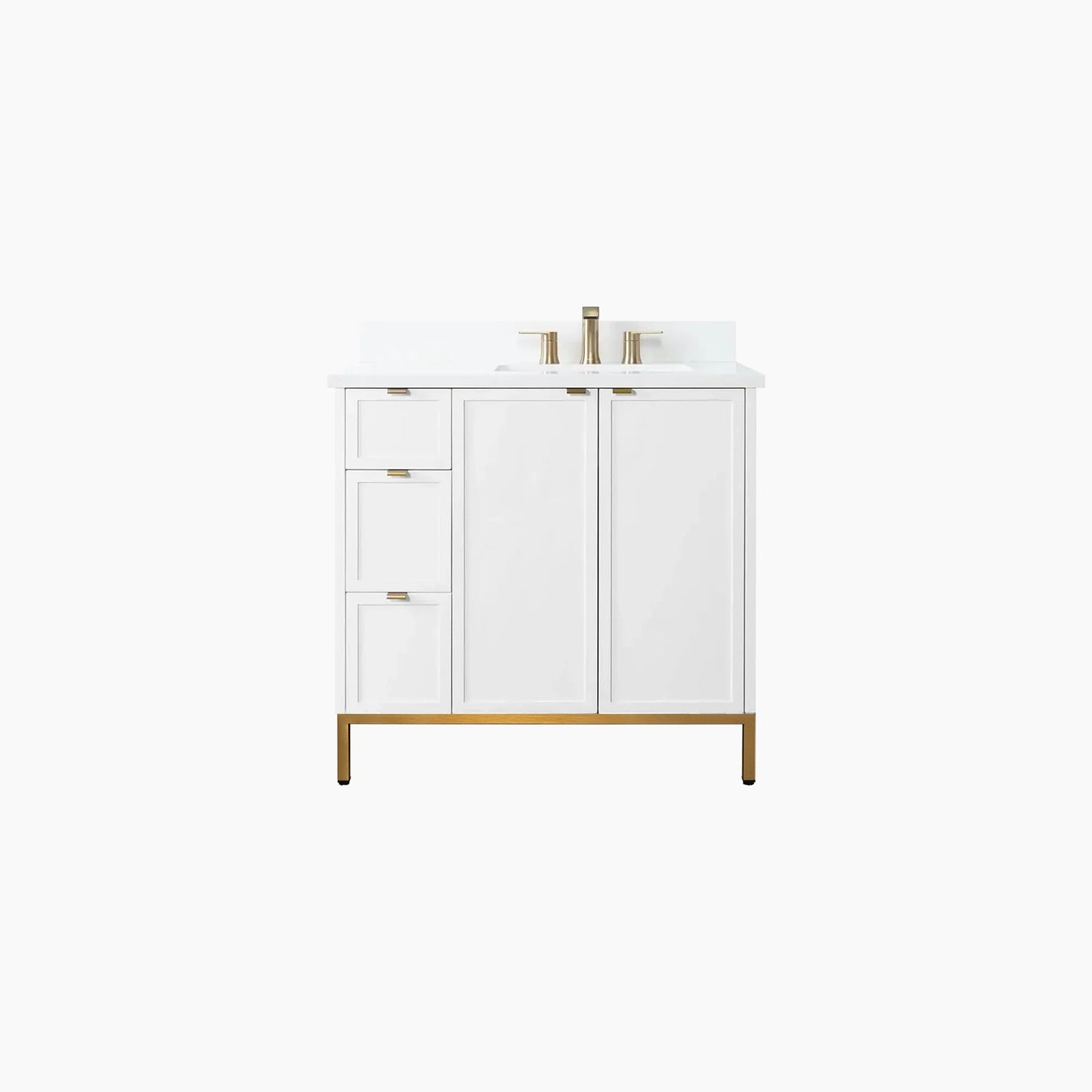 Cape Breton 36" Satin White Bathroom Vanity, Right Sink