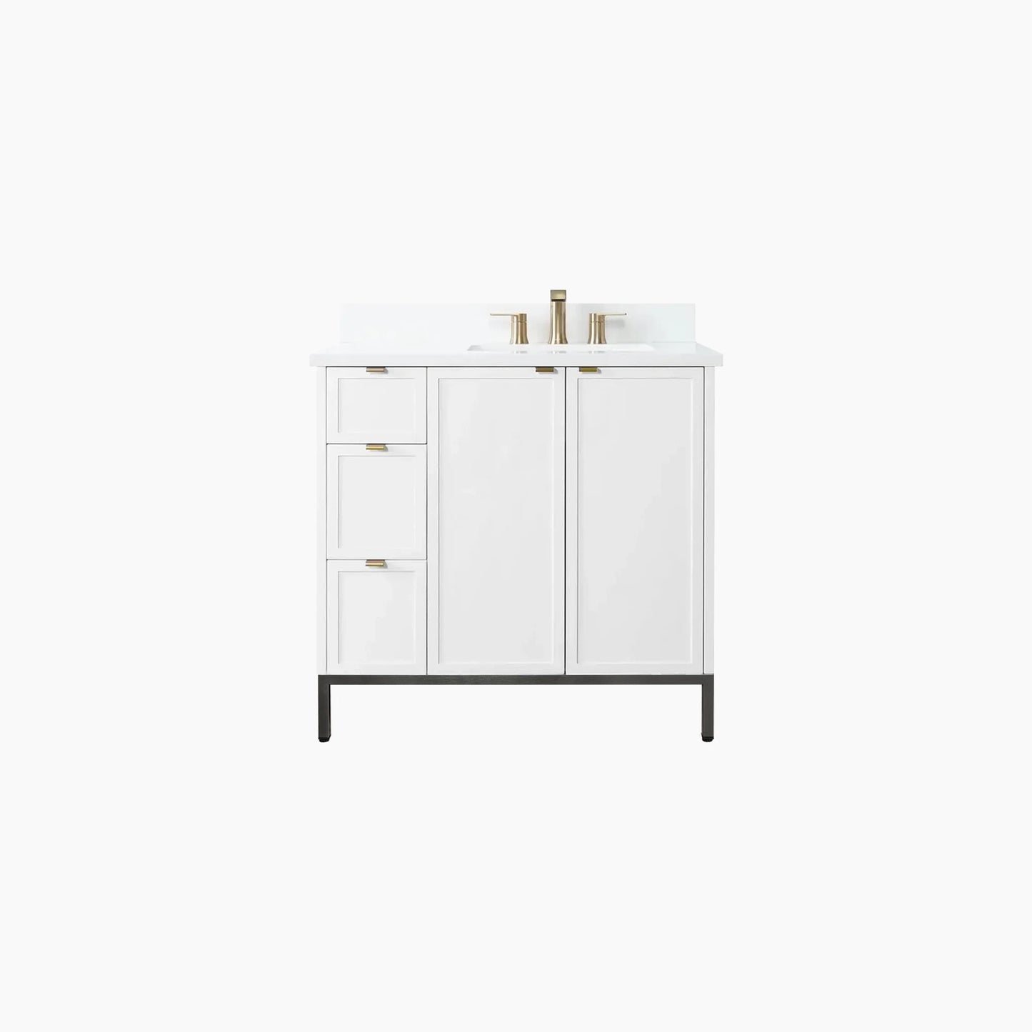 Cape Breton 36" Satin White Bathroom Vanity, Right Sink