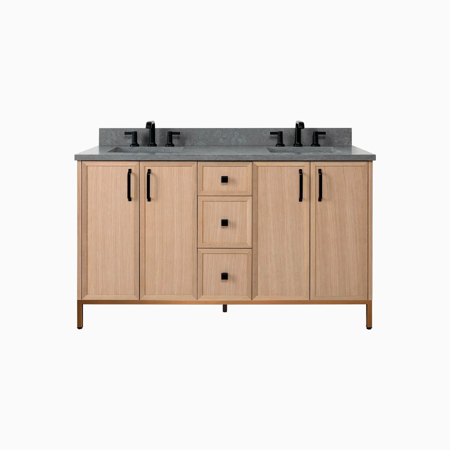 Cape Breton 60" White Oak Bathroom Vanity, Double Sink