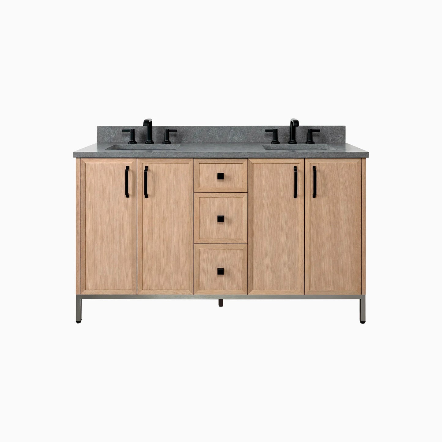 Cape Breton 60" White Oak Bathroom Vanity, Double Sink