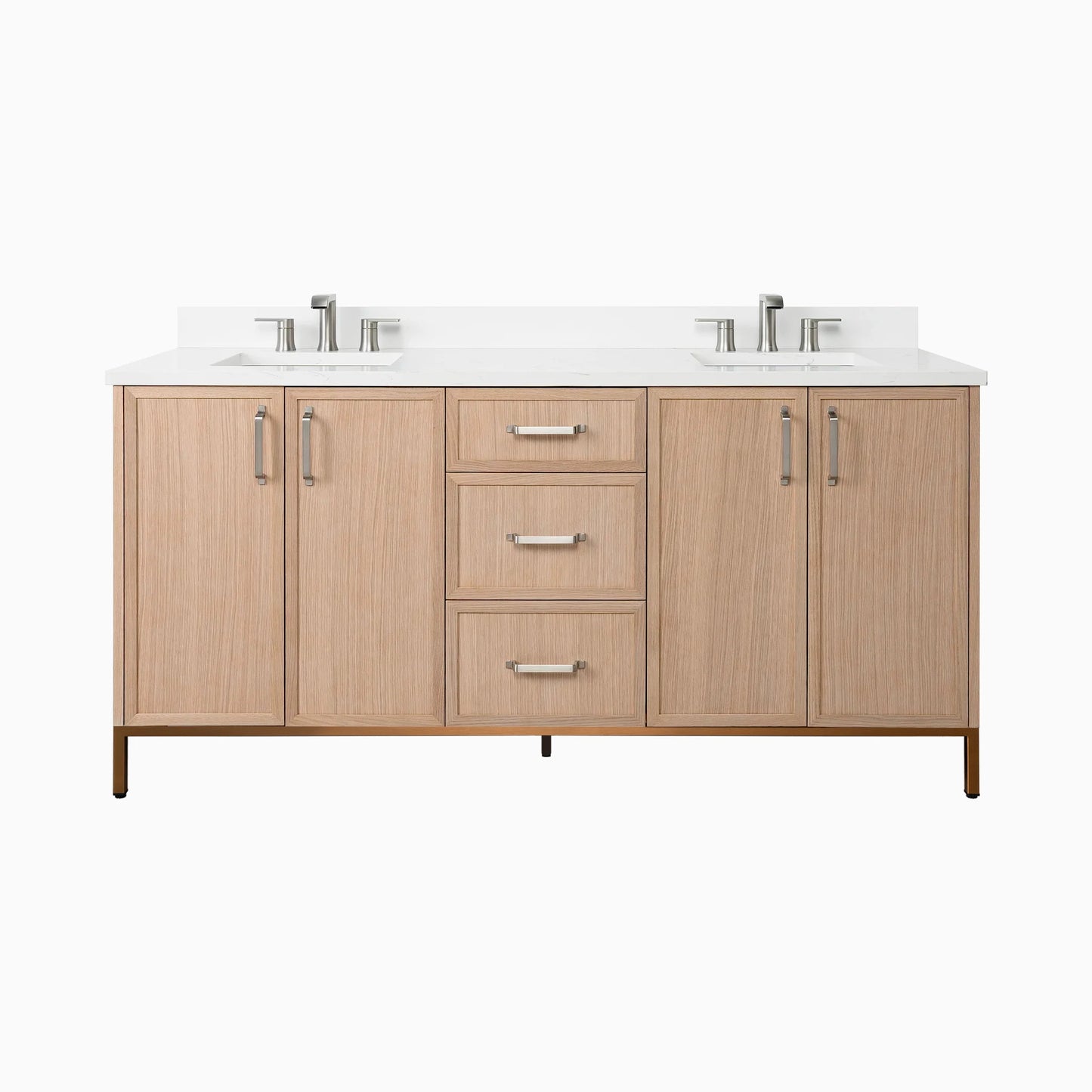 Cape Breton 72" White Oak Bathroom Vanity, Double Sink