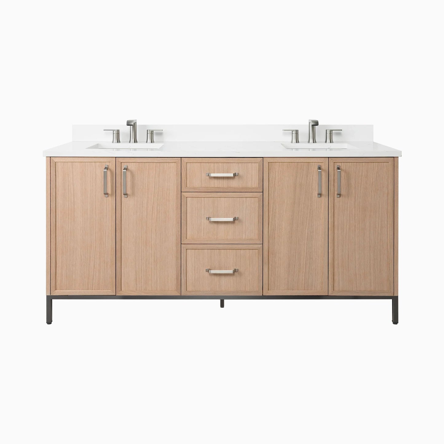 Cape Breton 72" White Oak Bathroom Vanity, Double Sink
