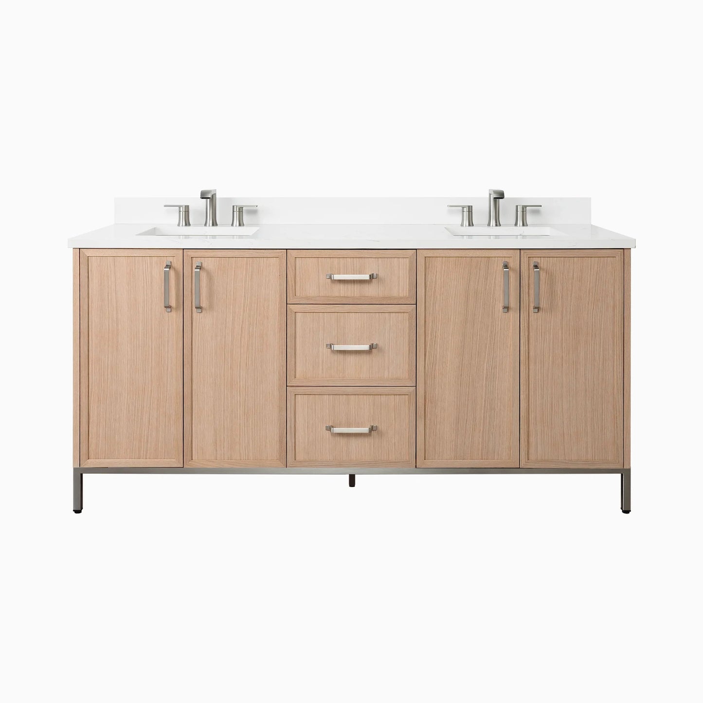 Cape Breton 72" White Oak Bathroom Vanity, Double Sink
