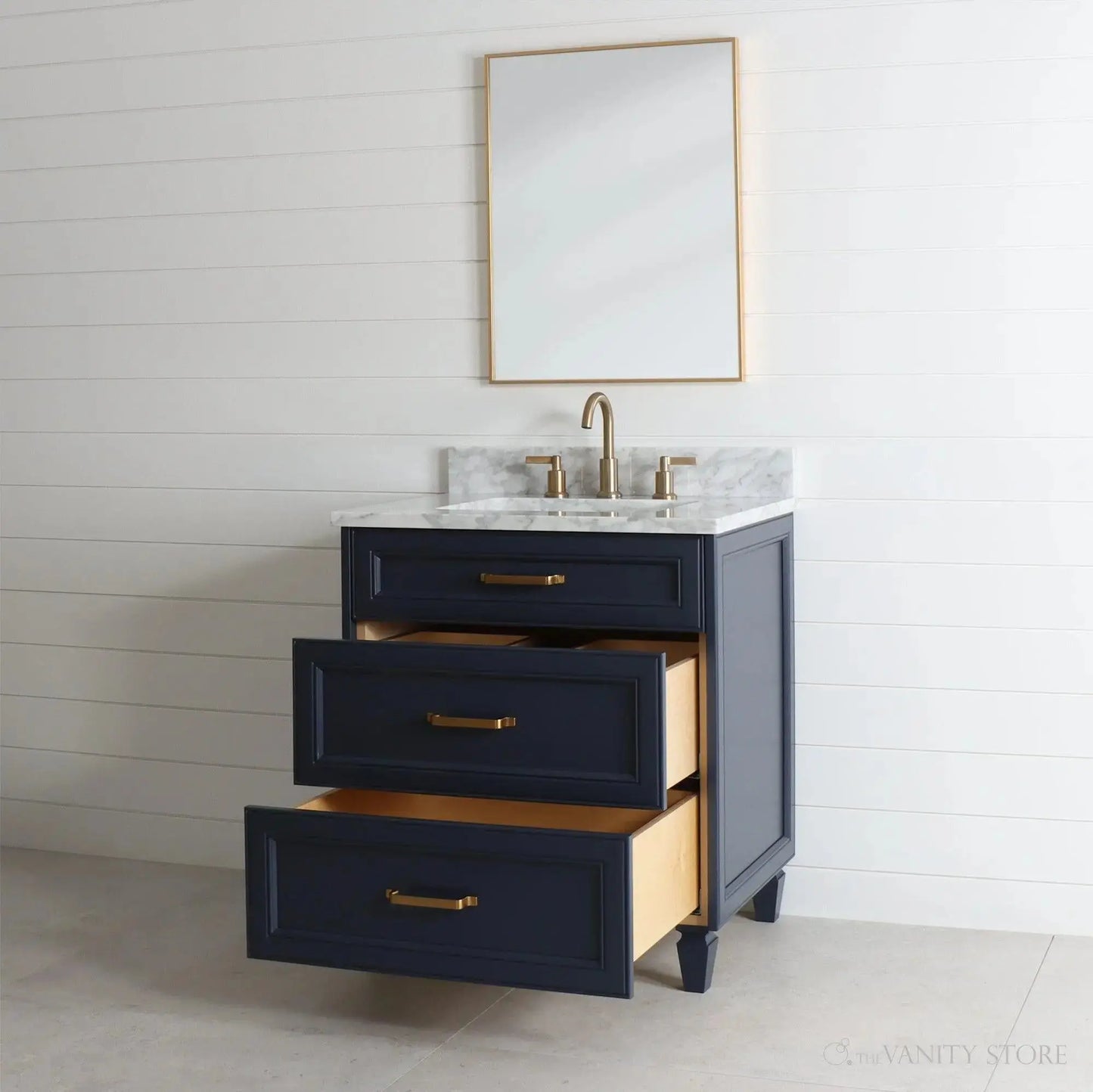 Davenport SLIM 30" Pacific Blue Bathroom Vanity - All Drawers Teodor Bathroom Vanity Canada