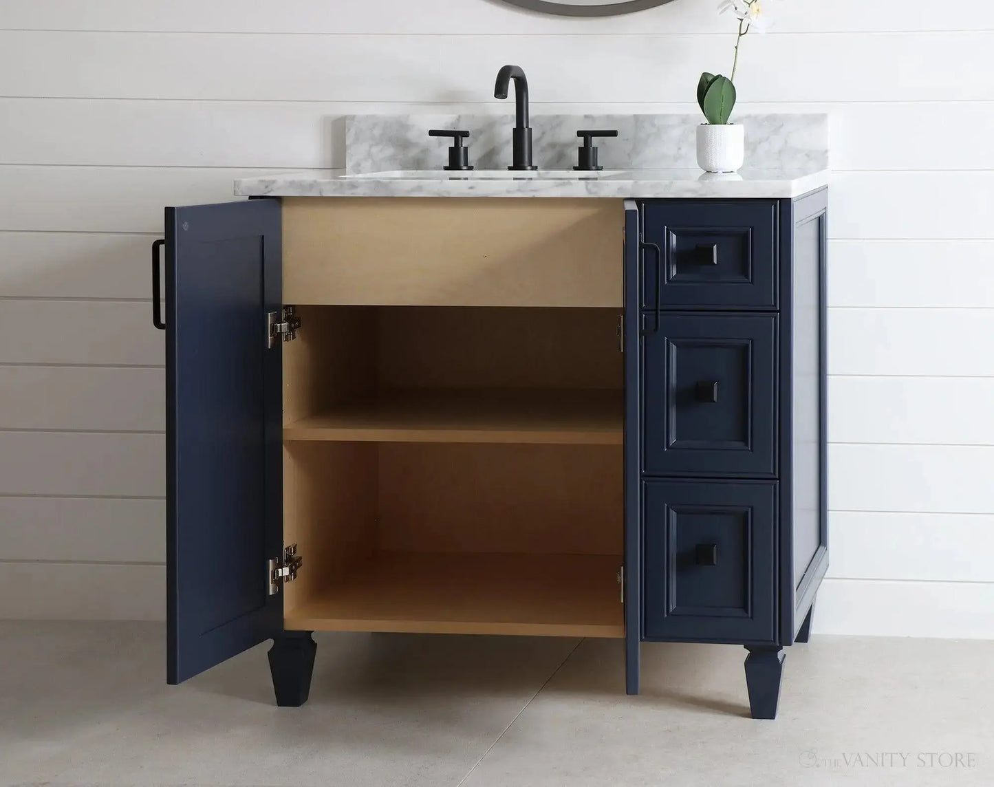 Davenport SLIM 36" Pacific Blue Bathroom Vanity, Left Sink Teodor Bathroom Vanity Canada