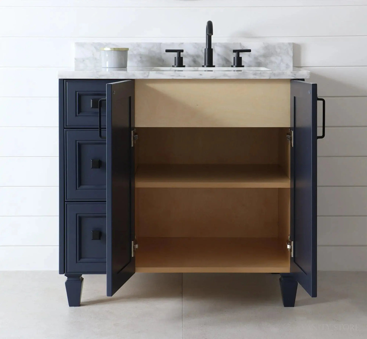 Davenport SLIM 36" Pacific Blue Bathroom Vanity, Right Sink Teodor Bathroom Vanity Canada