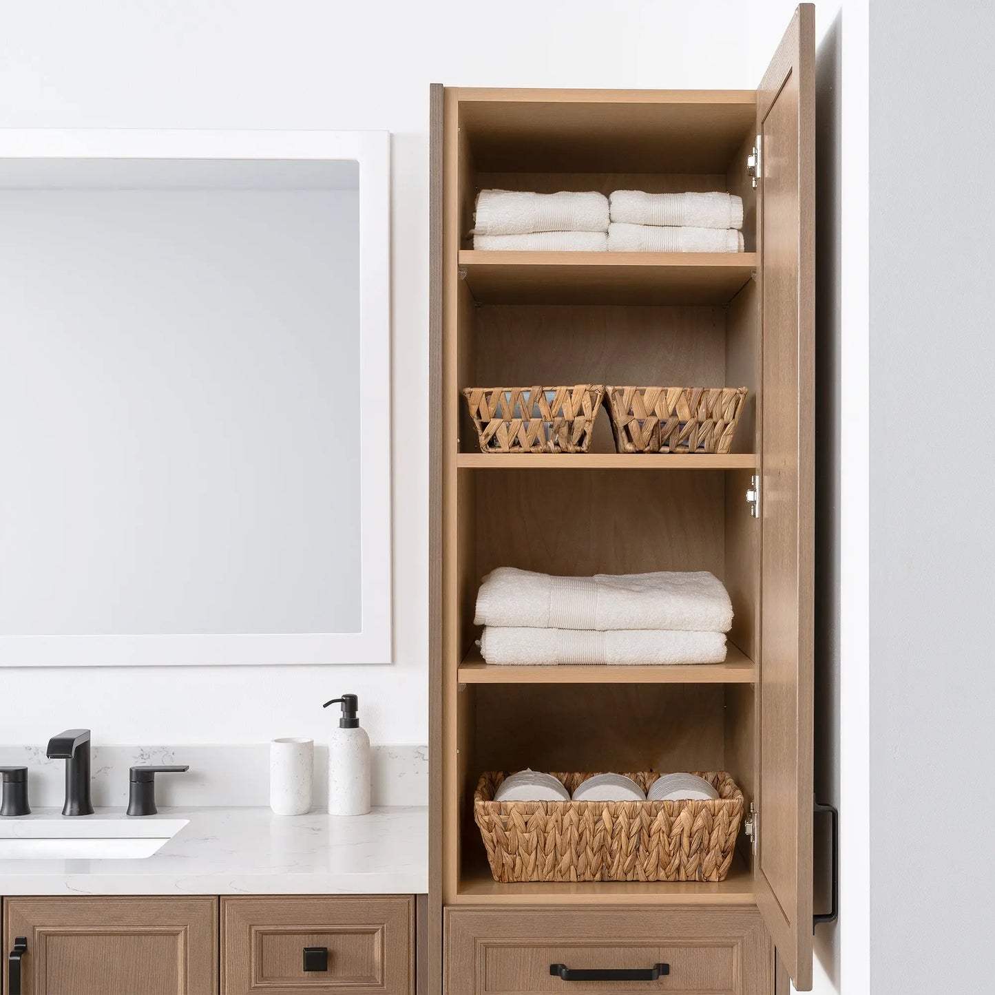 Davenport, Teodor® Almond Coast Linen Cabinet Teodor Bathroom VanityCanada