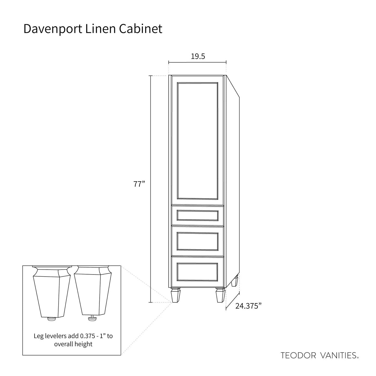 Davenport, Teodor® Pacific Blue Linen Cabinet Teodor Bathroom VanityCanada