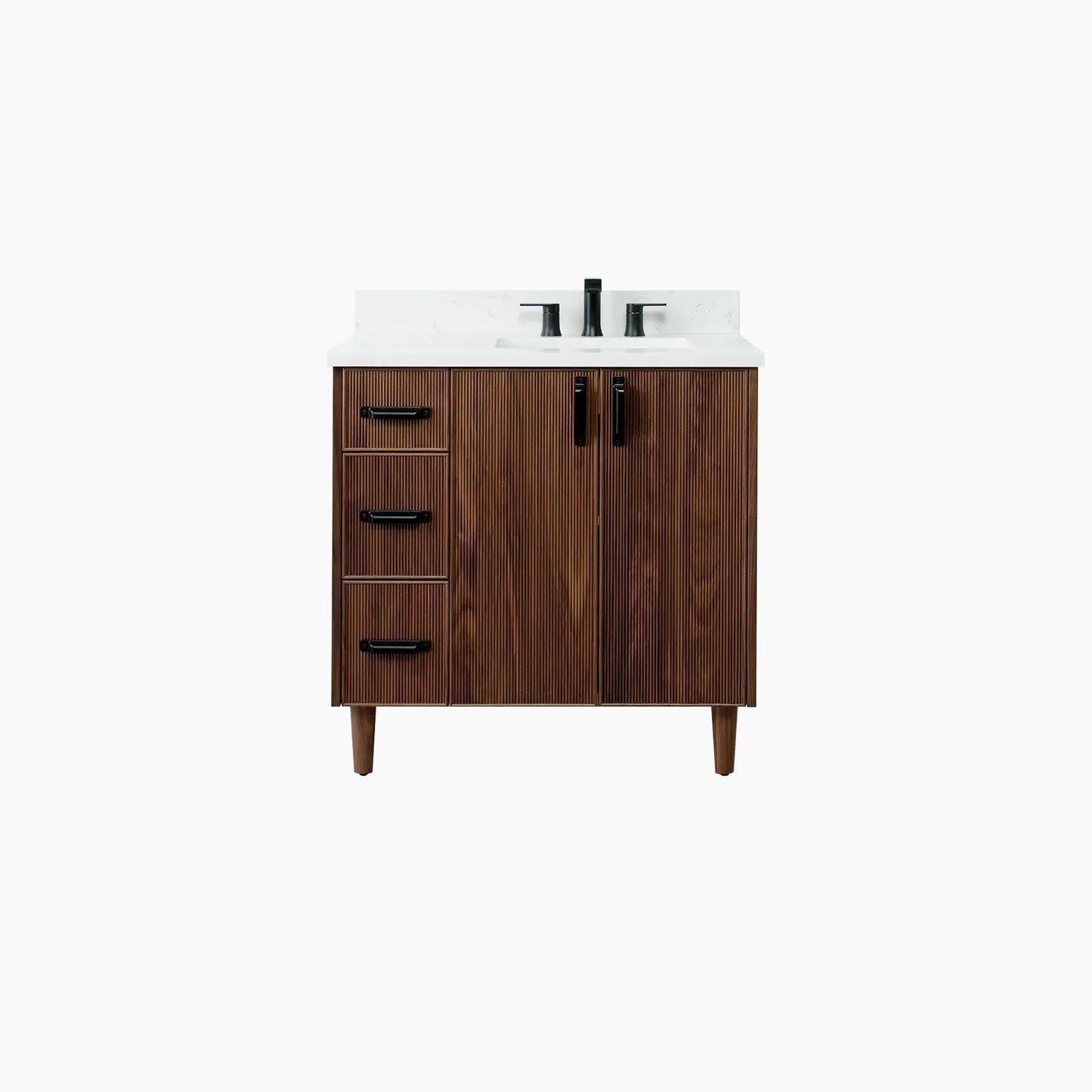 Malibu SLIM 36" American Black Walnut Bathroom Vanity, Right Sink Teodor Bathroom Vanity Canada