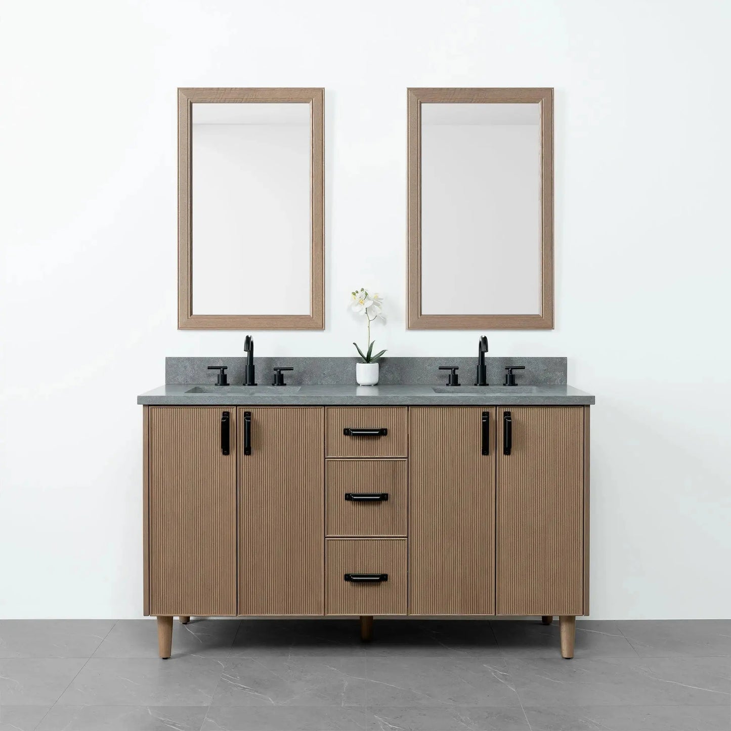 Malibu SLIM 60" Almond Coast Bathroom Vanity, Double Sink Teodor Bathroom Vanity Canada