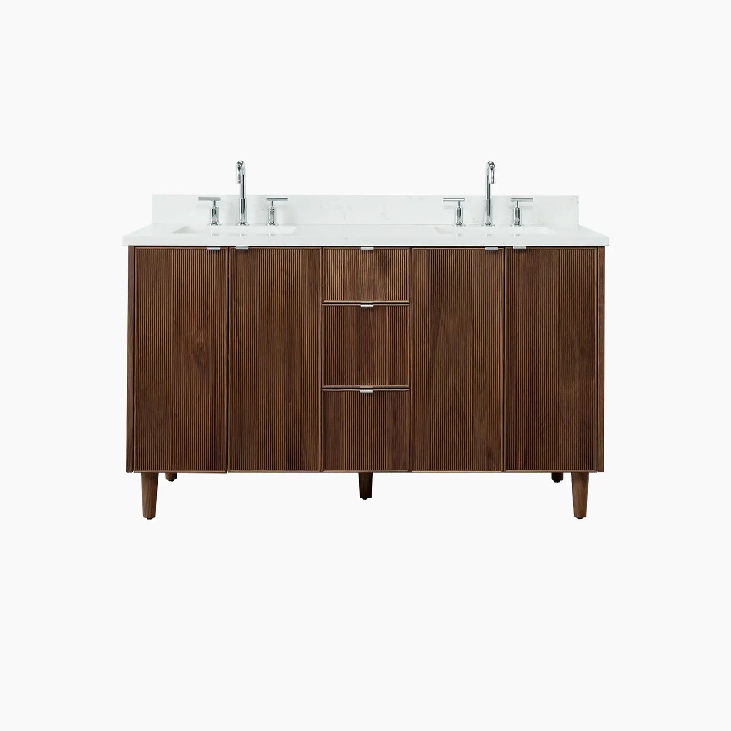 Malibu SLIM 60" American Black Walnut Bathroom Vanity, Double Sink Teodor Bathroom Vanity Canada
