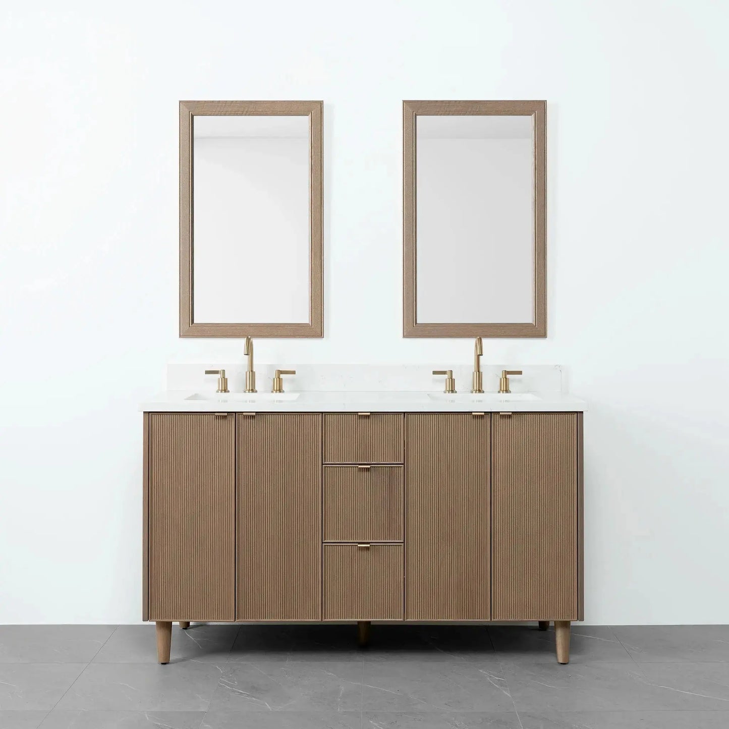 Malibu SLIM 60" Almond Coast Bathroom Vanity, Double Sink Teodor Bathroom Vanity Canada