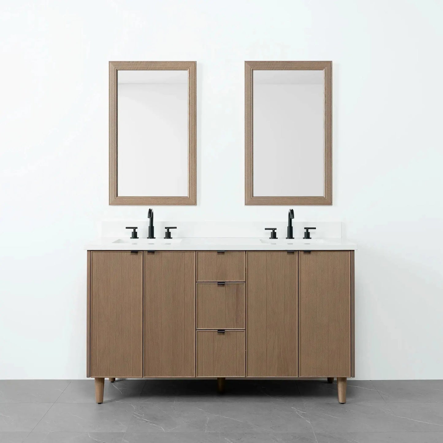 Malibu SLIM 60" Almond Coast Bathroom Vanity, Double Sink Teodor Bathroom Vanity Canada