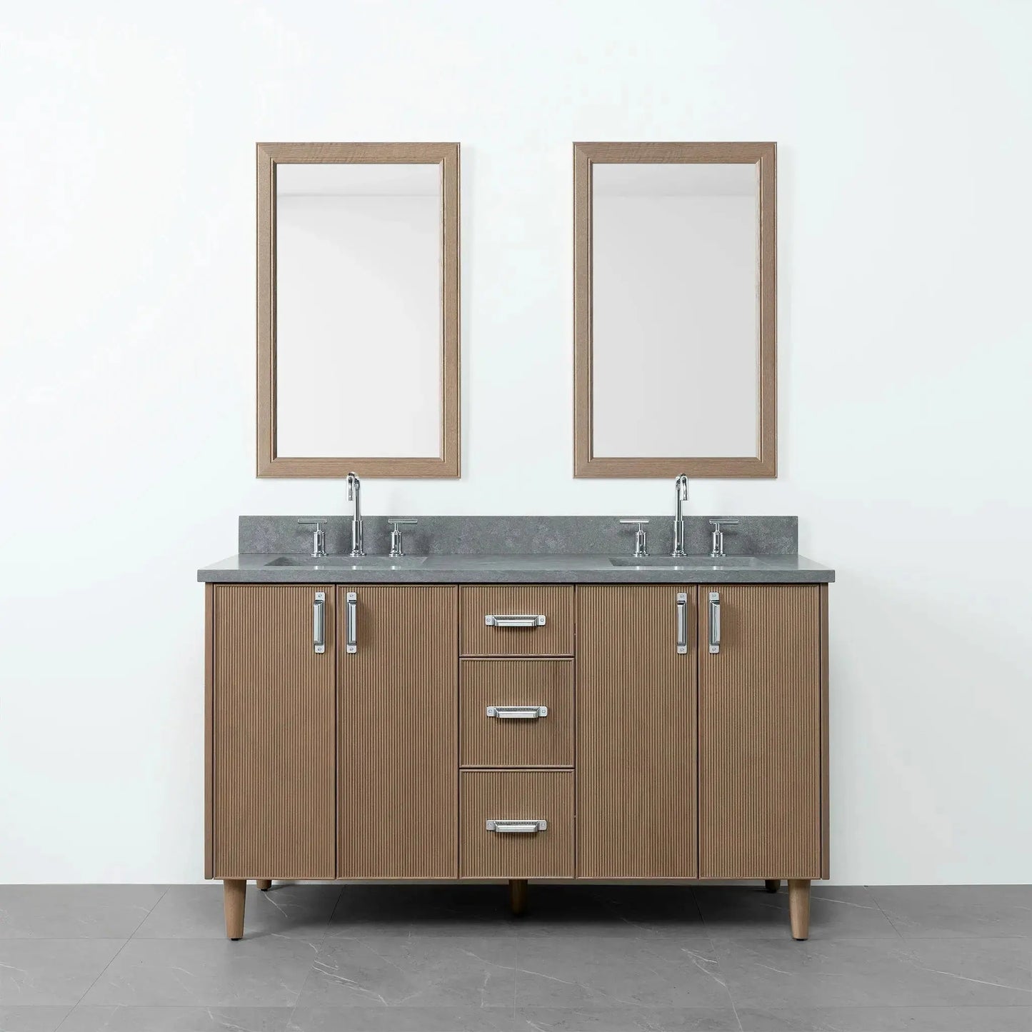 Malibu SLIM 60" Almond Coast Bathroom Vanity, Double Sink Teodor Bathroom Vanity Canada