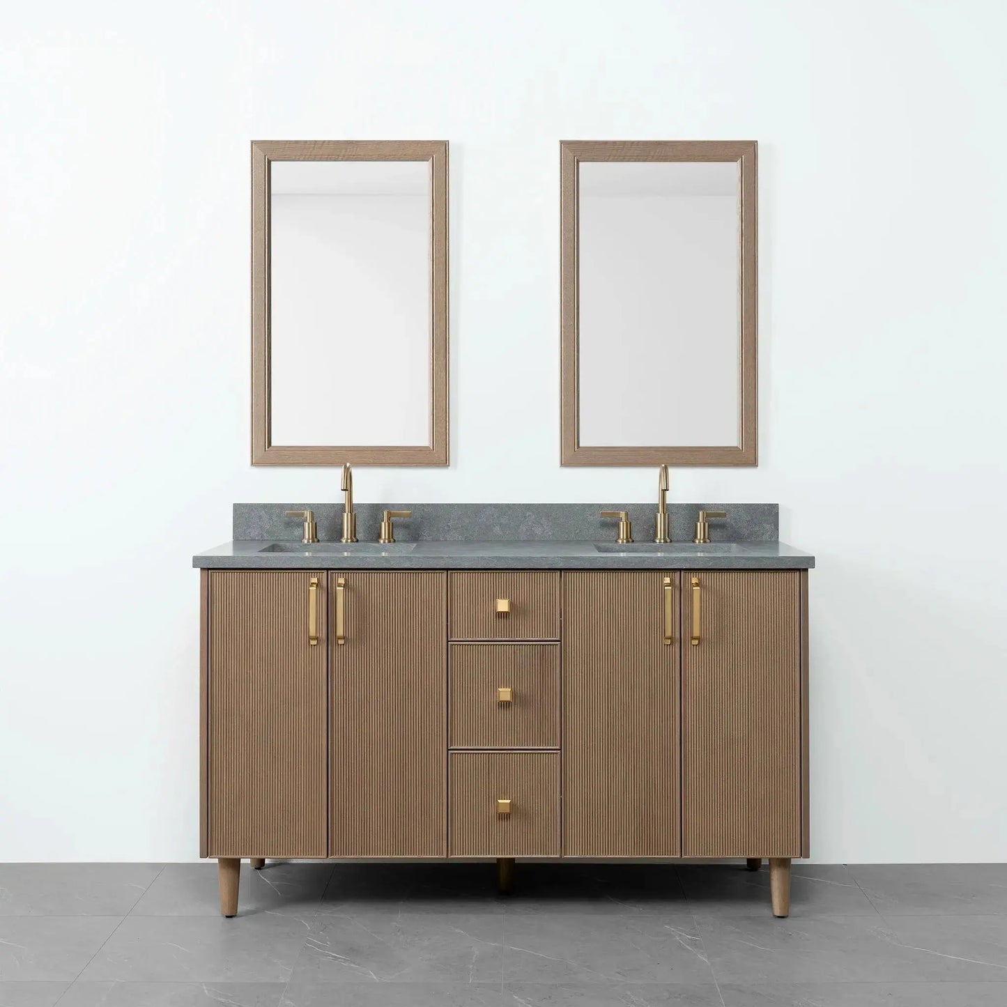 Malibu SLIM 60" Almond Coast Bathroom Vanity, Double Sink Teodor Bathroom Vanity Canada