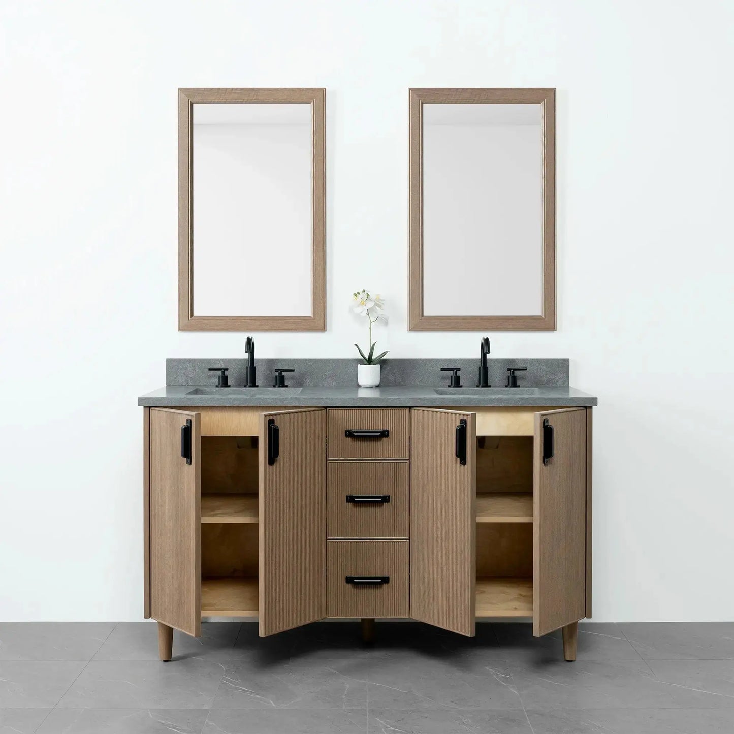 Malibu SLIM 60" Almond Coast Bathroom Vanity, Double Sink Teodor Bathroom Vanity Canada