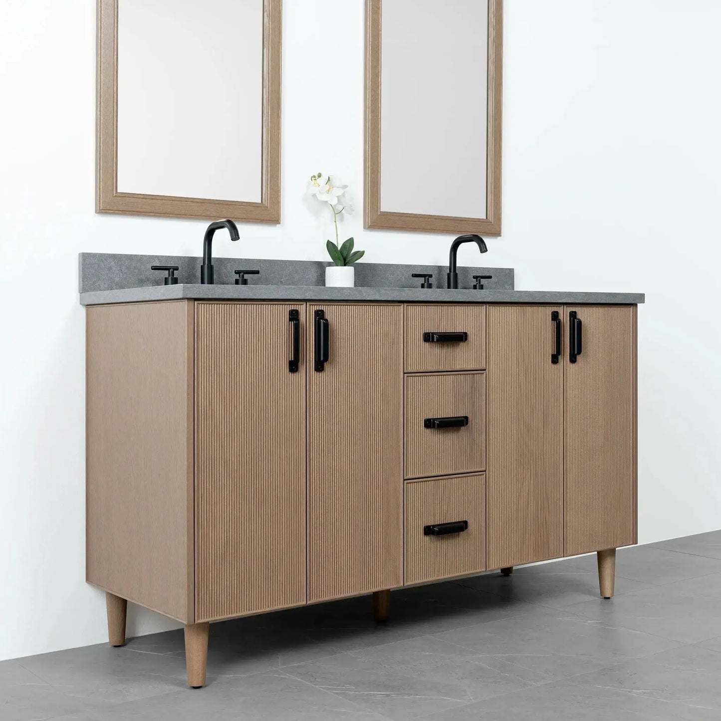 Malibu SLIM 60" Almond Coast Bathroom Vanity, Double Sink Teodor Bathroom Vanity Canada