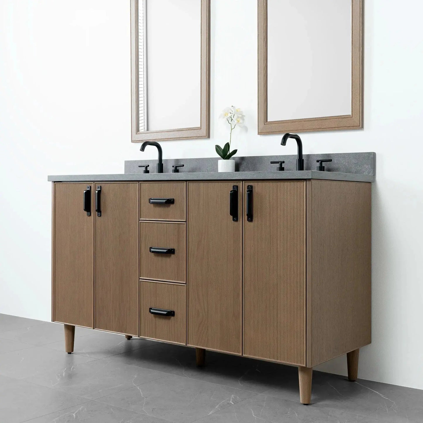 Malibu SLIM 60" Almond Coast Bathroom Vanity, Double Sink Teodor Bathroom Vanity Canada