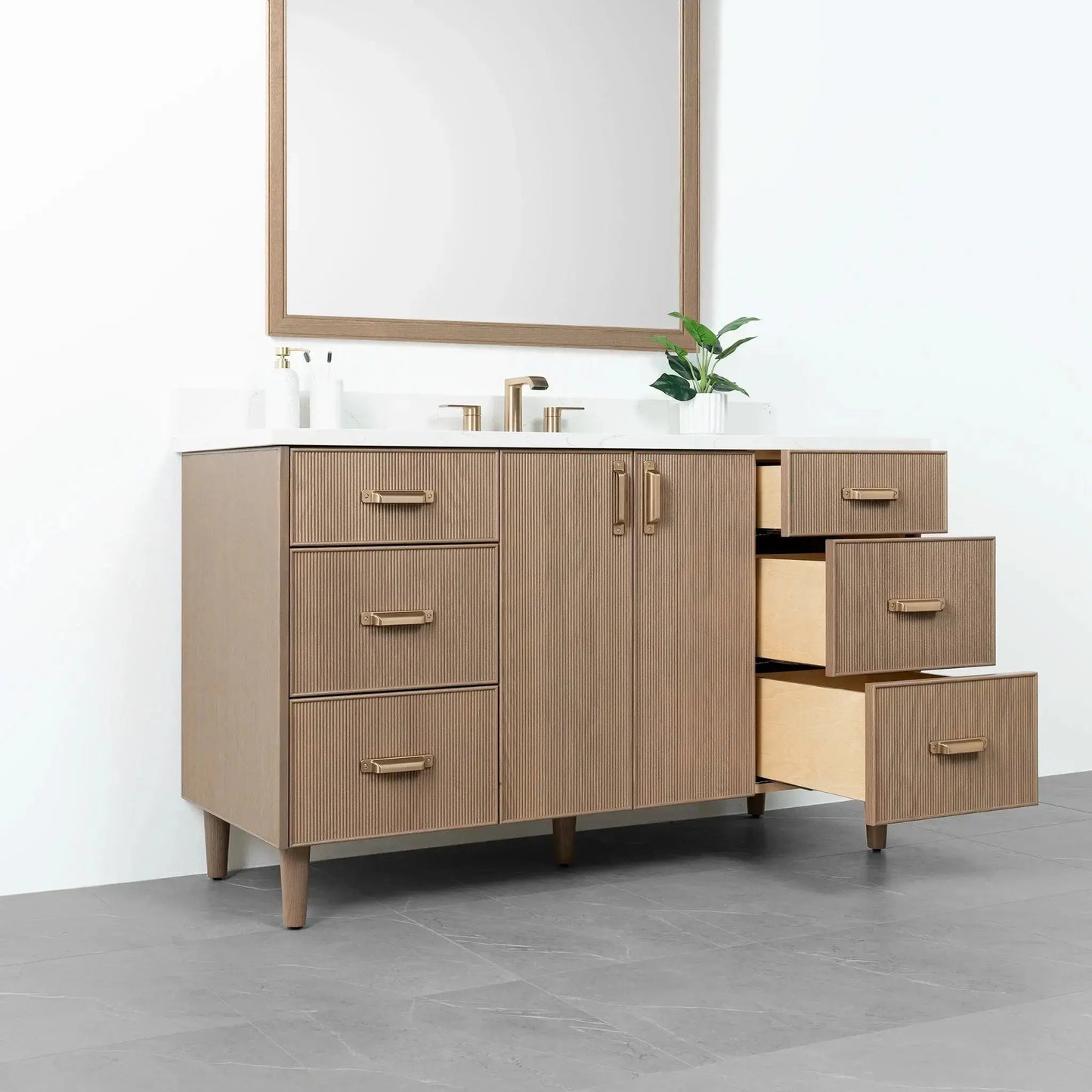 Malibu SLIM 60" Almond Coast Bathroom Vanity Teodor Bathroom Vanity Canada