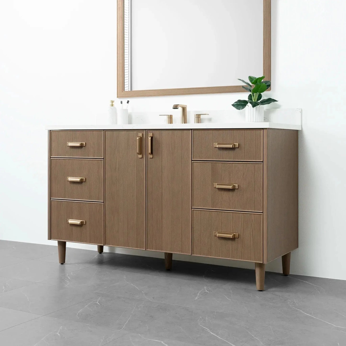 Malibu SLIM 60" Almond Coast Bathroom Vanity Teodor Bathroom Vanity Canada