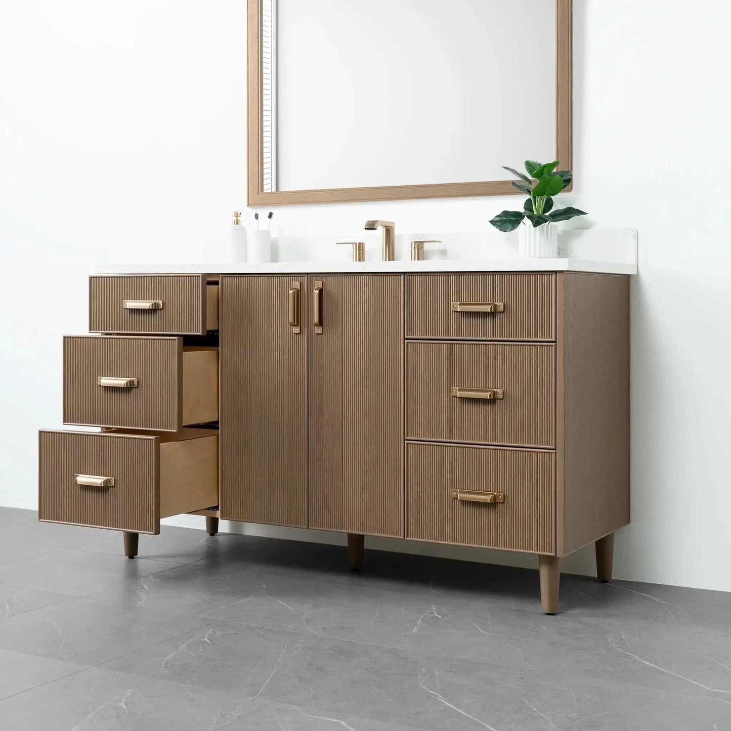 Malibu SLIM 60" Almond Coast Bathroom Vanity Teodor Bathroom Vanity Canada