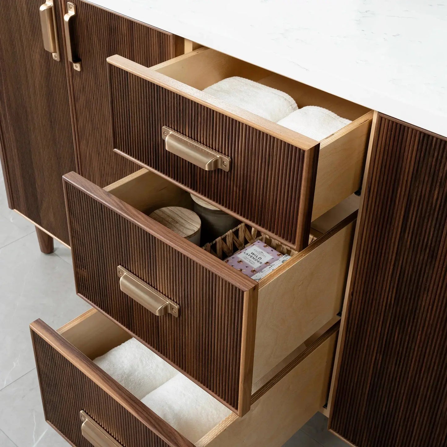 Malibu 72" American Black Walnut Bathroom Vanity, Double Sink - Teodor Vanities