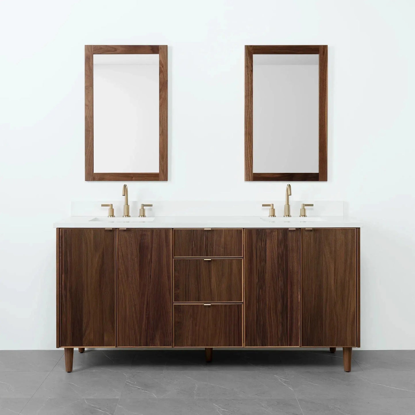 Malibu 72" American Black Walnut Bathroom Vanity, Double Sink - Teodor Vanities