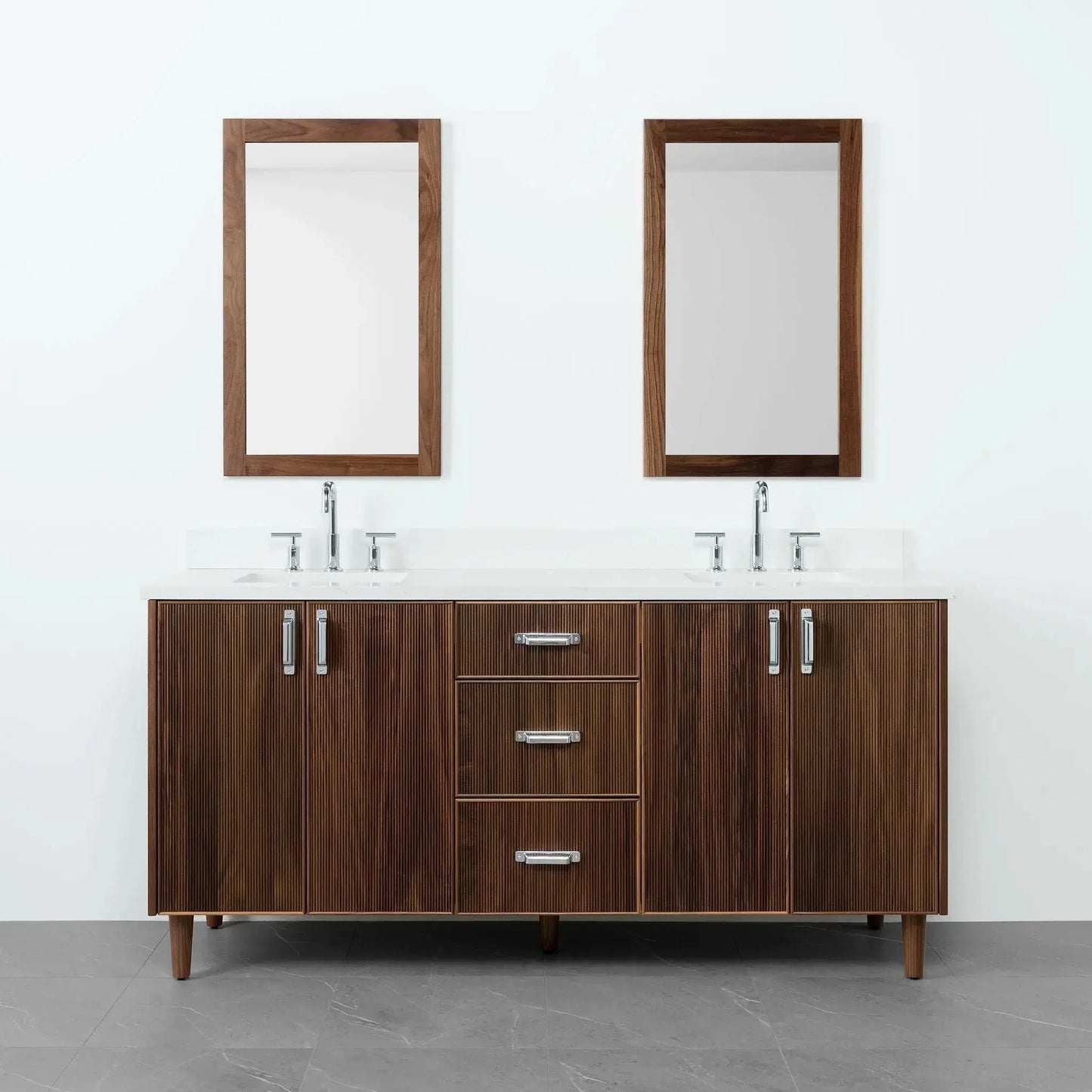 Malibu 72" American Black Walnut Bathroom Vanity, Double Sink - Teodor Vanities