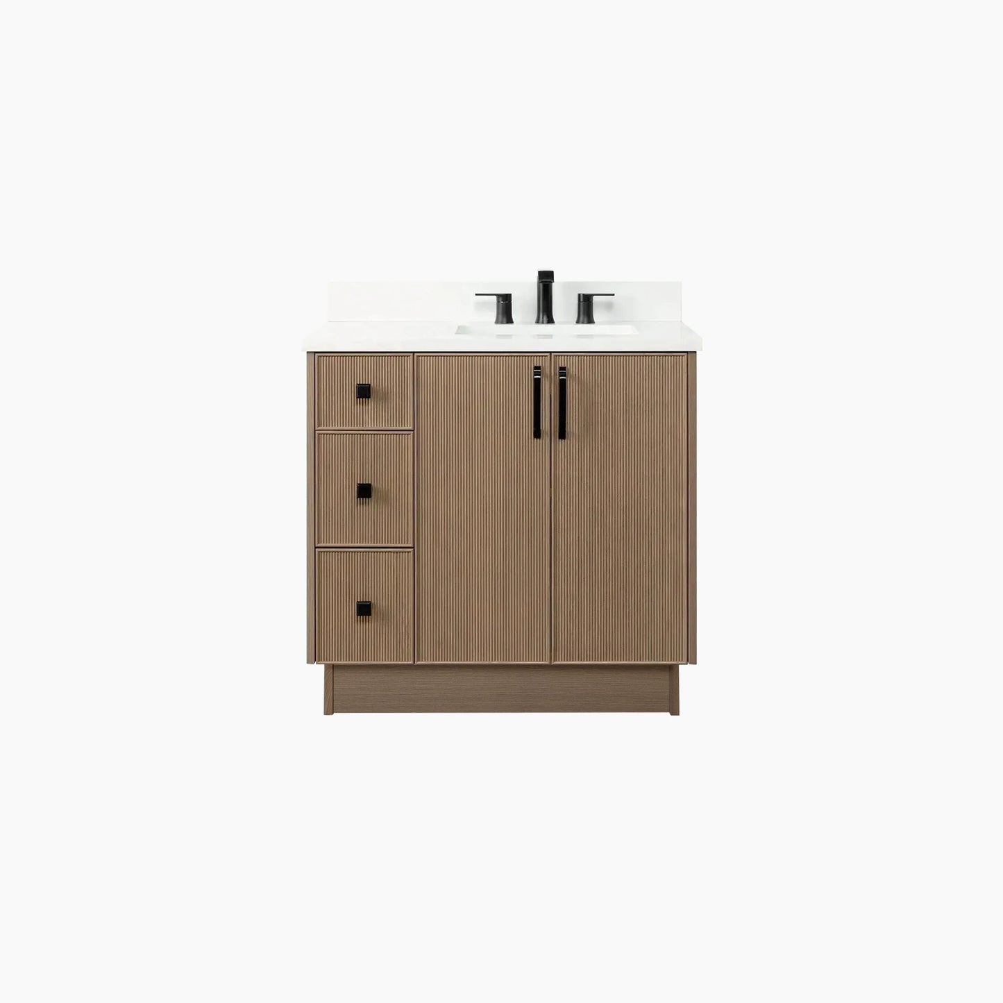 Malibu SLIM 36" Almond Coast Bathroom Vanity, Right Sink