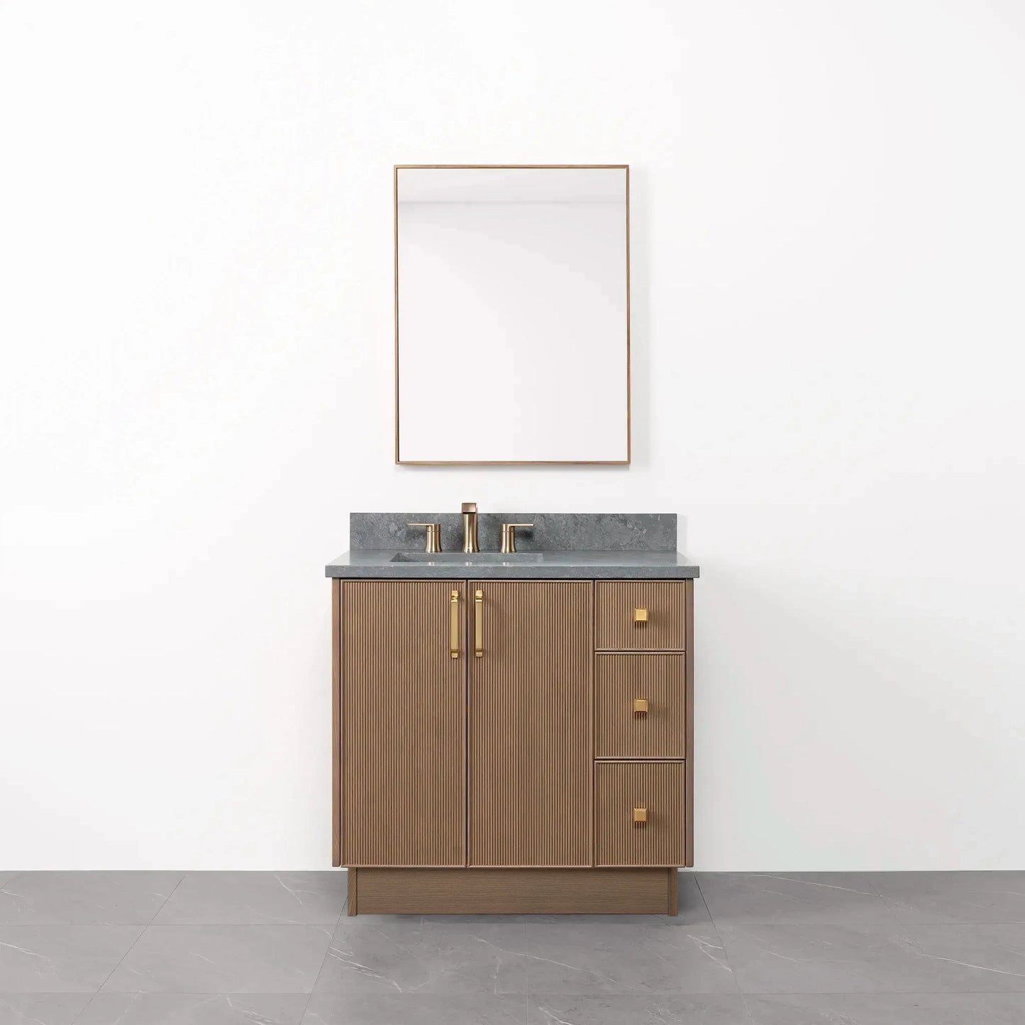 Malibu SLIM 36" Almond Coast Bathroom Vanity, Left Sink