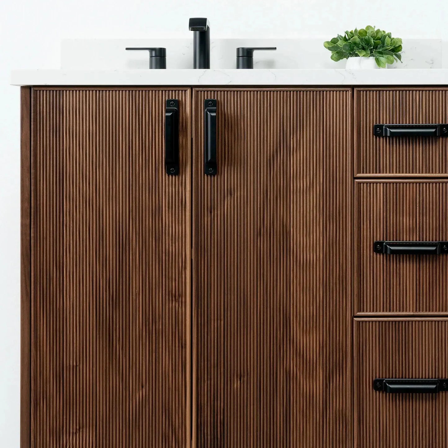 Malibu 36" American Black Walnut Bathroom Vanity, Left Sink - Teodor Vanities