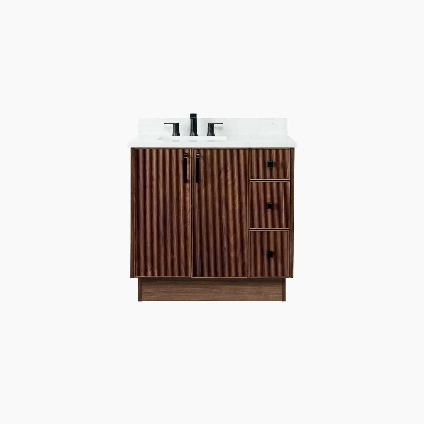 Malibu SLIM 36" American Black Walnut Bathroom Vanity, Left Sink Teodor Bathroom Vanity Canada