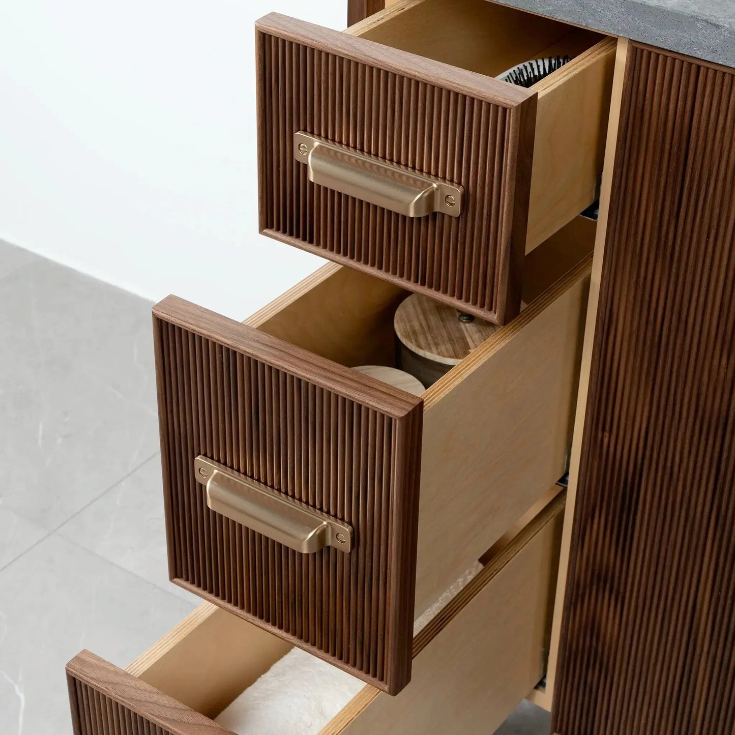 Malibu 36" American Black Walnut Bathroom Vanity, Right Sink - Teodor Vanities