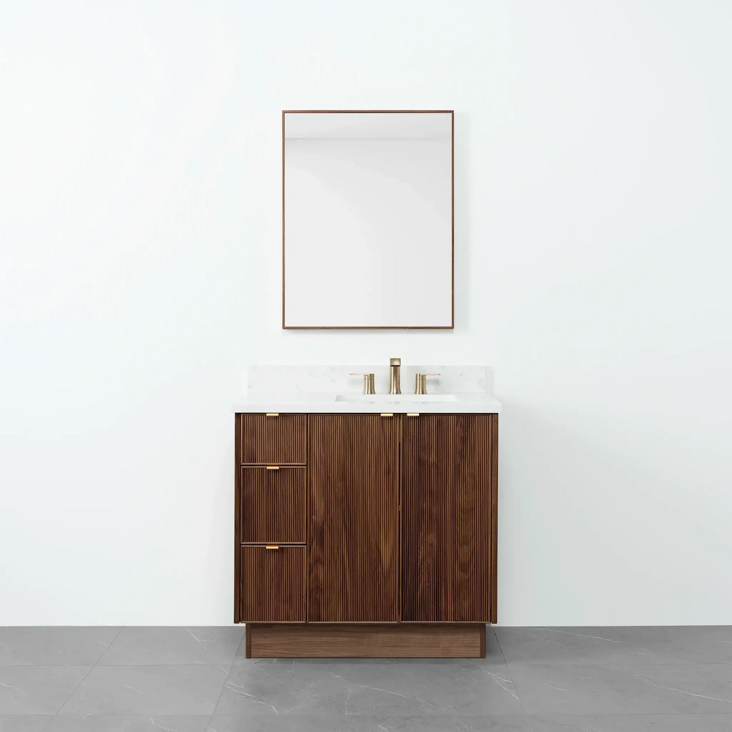 Malibu SLIM 36" American Black Walnut Bathroom Vanity, Right Sink Teodor Bathroom Vanity Canada