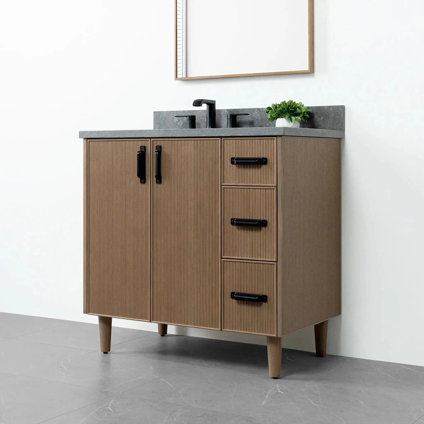 Malibu 36", Teodor® Almond Coast Vanity, Left Sink Teodor Bathroom VanityCanada