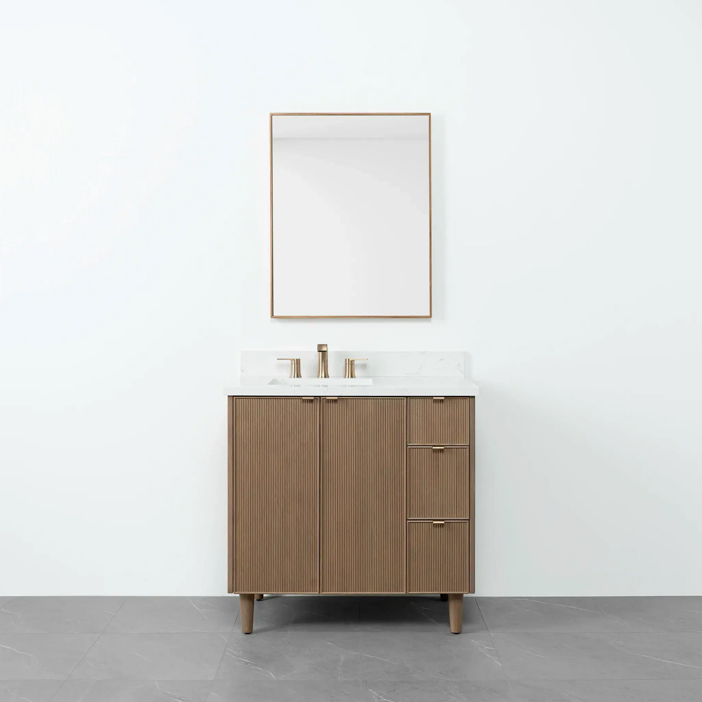 Malibu 36", Teodor® Almond Coast Vanity, Left Sink Teodor Bathroom VanityCanada