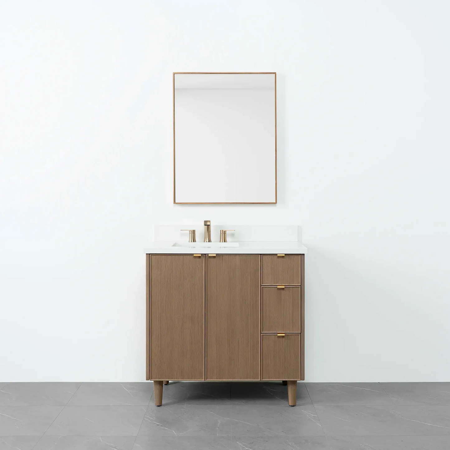 Malibu 36", Teodor® Almond Coast Vanity, Left Sink Teodor Bathroom VanityCanada