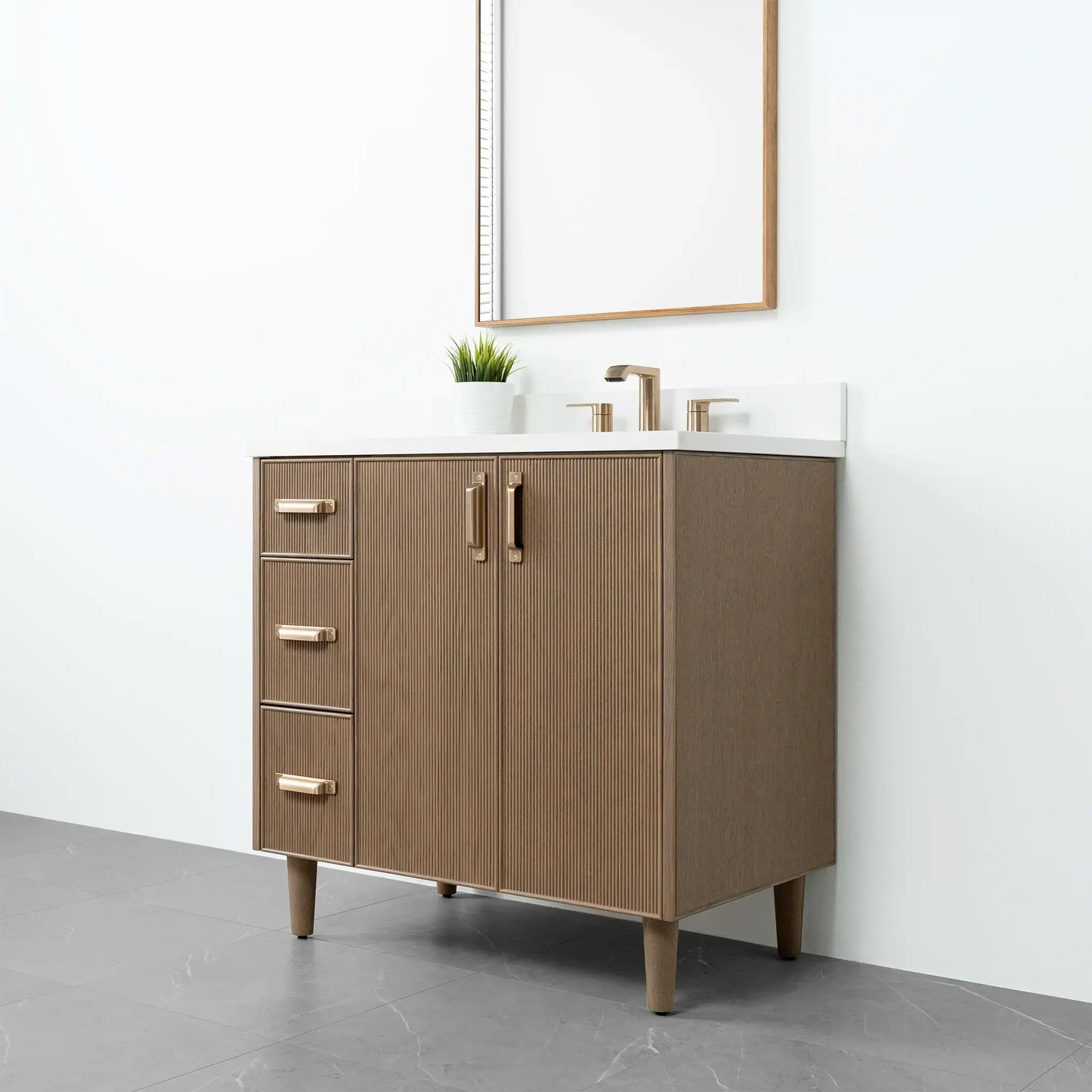 Malibu 36", Teodor® Almond Coast Vanity, Right Sink Teodor Bathroom VanityCanada