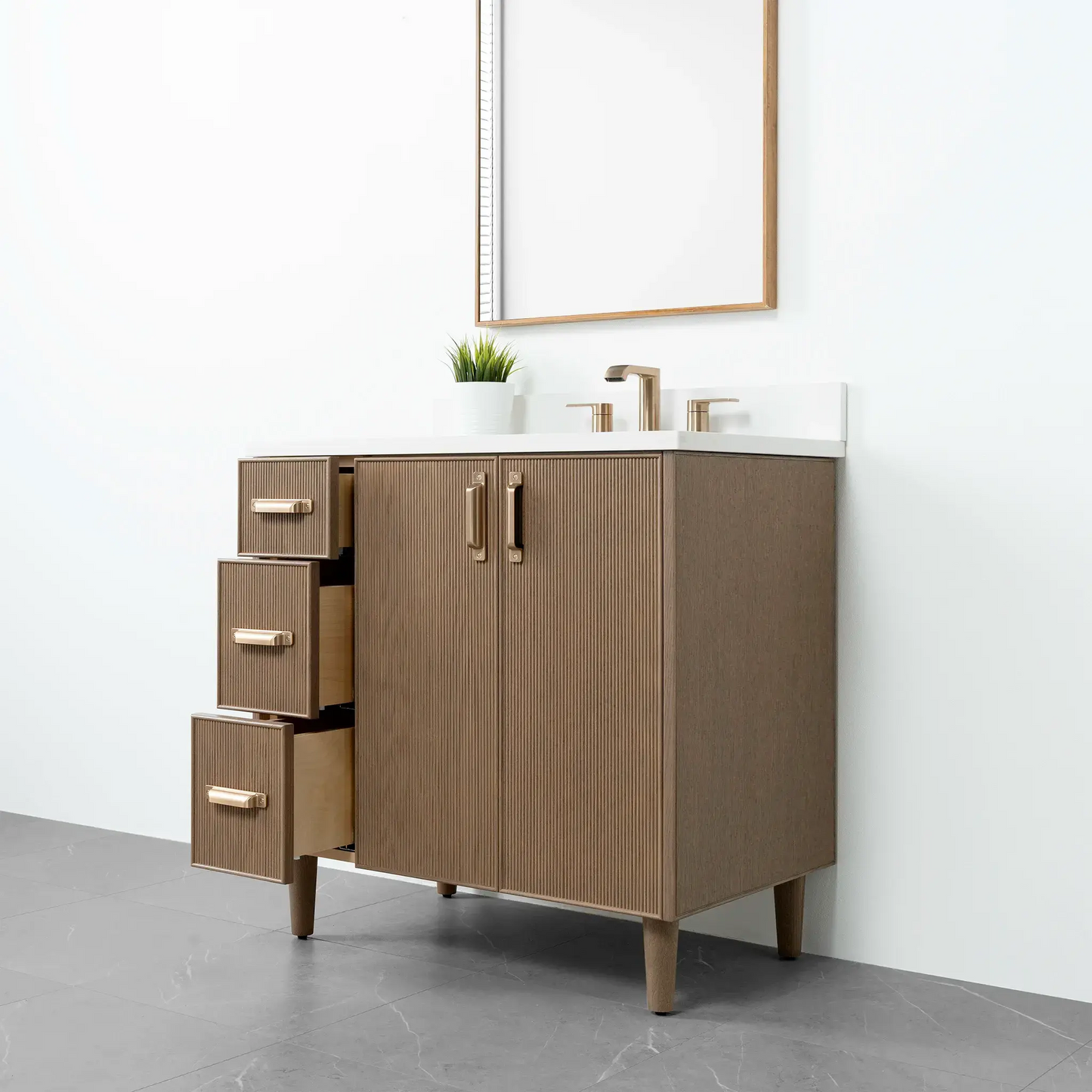 Malibu 36", Teodor® Almond Coast Vanity, Right Sink Teodor Bathroom VanityCanada