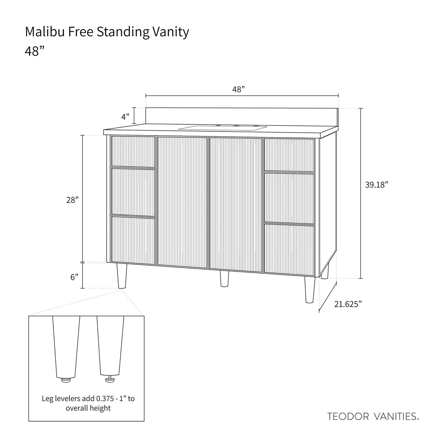 Malibu 48" American Black Walnut Bathroom Vanity - Teodor Vanities