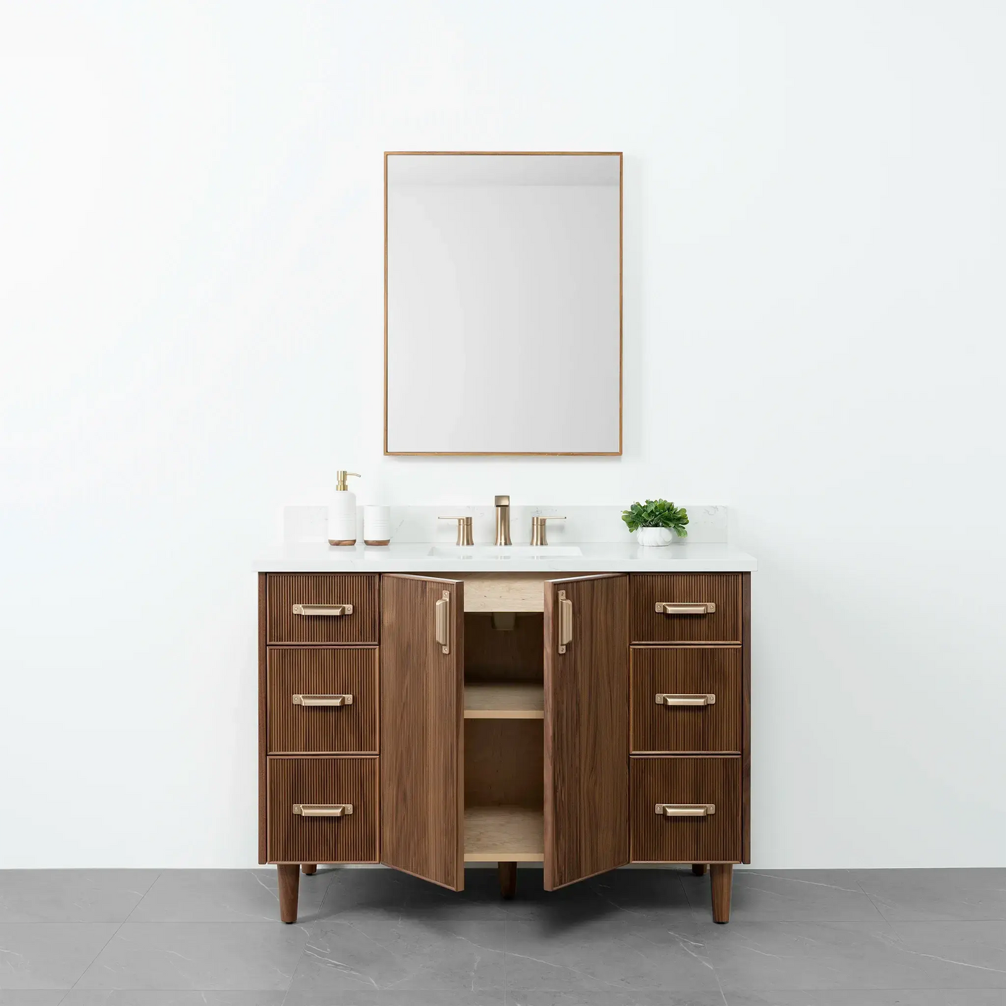 Malibu 48" American Black Walnut Bathroom Vanity - Teodor Vanities