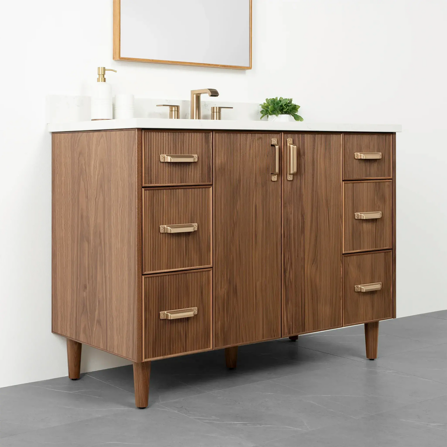 Malibu 48" American Black Walnut Bathroom Vanity - Teodor Vanities