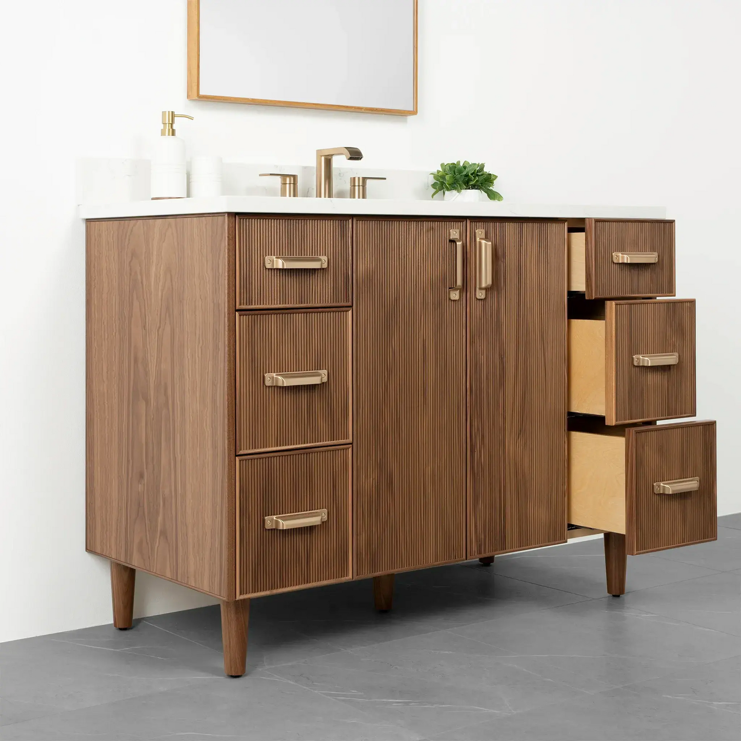 Malibu 48" American Black Walnut Bathroom Vanity - Teodor Vanities