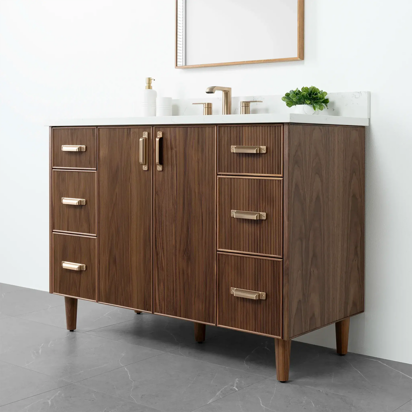 Malibu 48" American Black Walnut Bathroom Vanity - Teodor Vanities