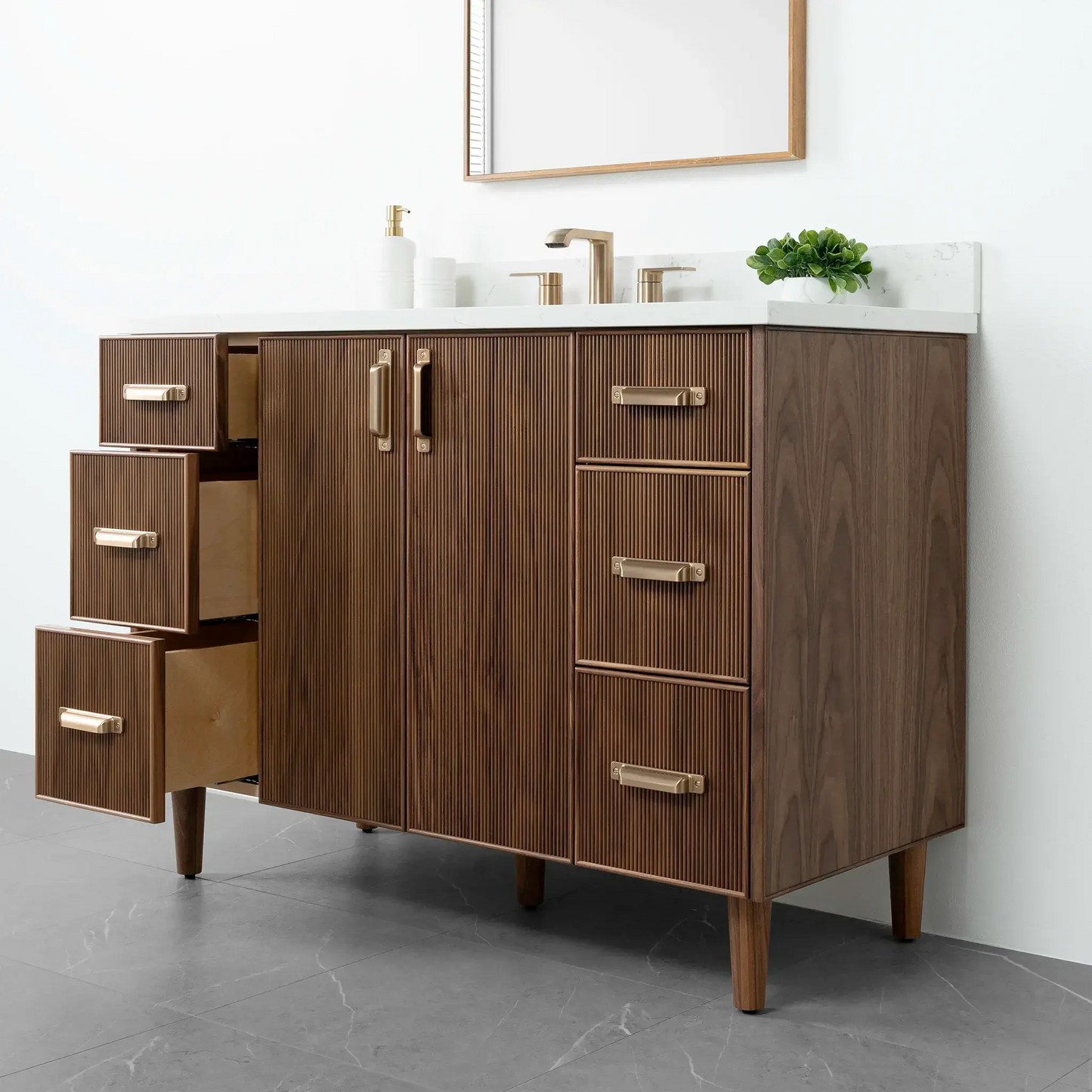 Malibu 48" American Black Walnut Bathroom Vanity - Teodor Vanities