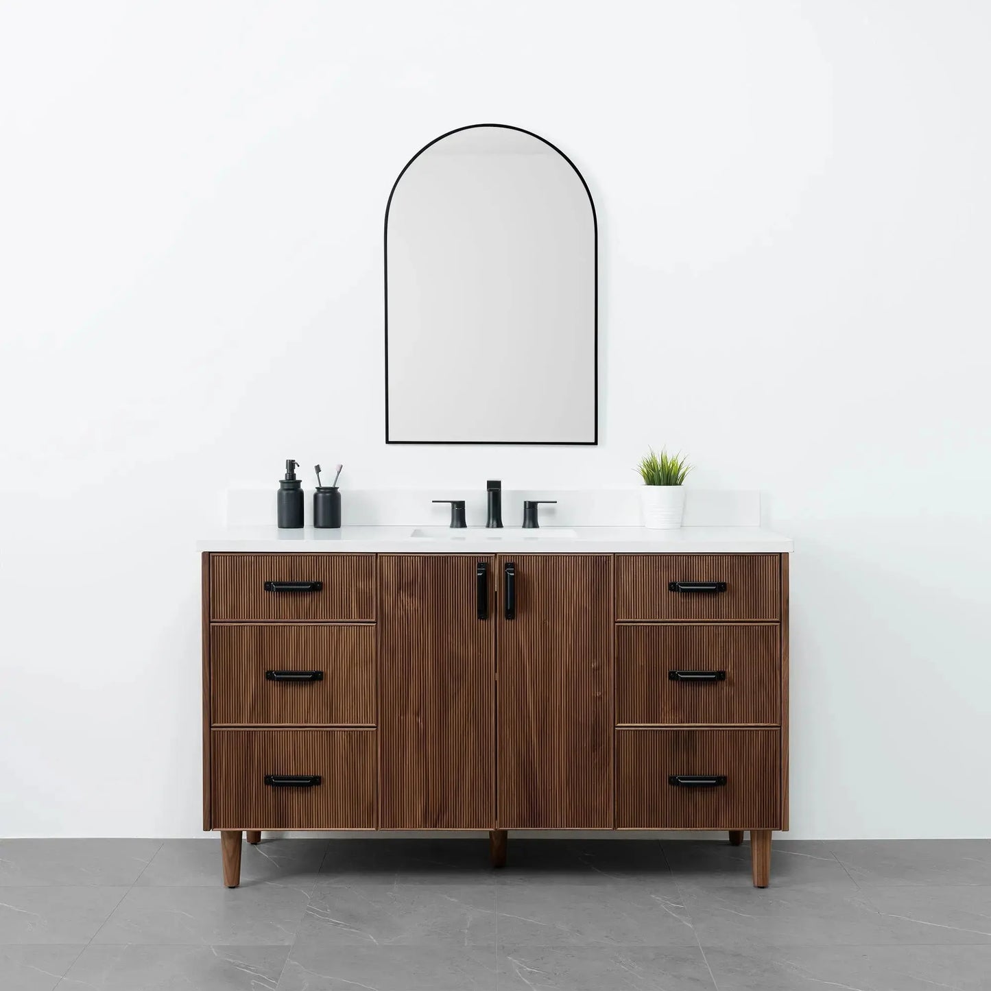 Malibu 60" American Black Walnut Bathroom Vanity - Teodor Vanities